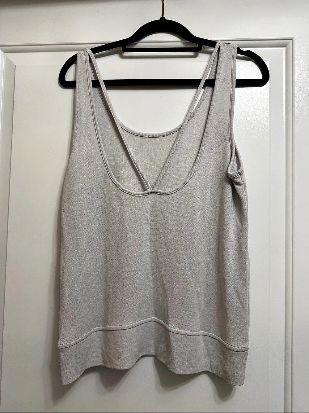 ⁠Athleta Serenity V-Back Tank Light Grey Heathered Small Strappy Open Back